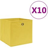 vidaXL-Opbergboxen-10-st-28x28x28-cm-nonwoven-stof-geel