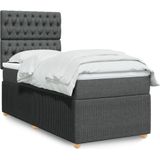 vidaXL Boxspring met matras stof donkergrijs 90x190 cm