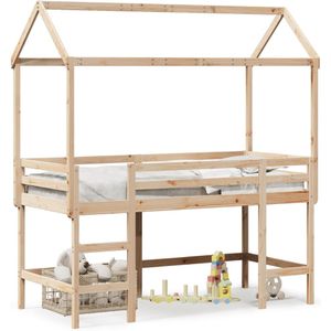 vidaXL Halfhoogslaper met ladder en bedhuis grenenhout 80x200 cm