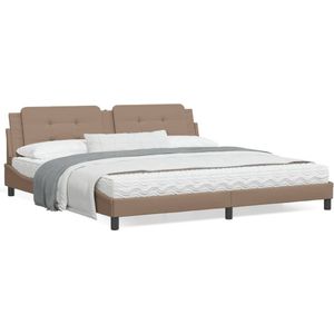 vidaXL Bed met matras kunstleer cappuccinokleurig 200x200 cm