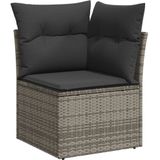 vidaXL 11-delige Loungeset met kussens poly rattan grijs