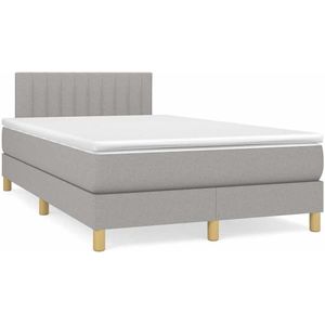 vidaXL Boxspring met matras en LED stof lichtgrijs 120x190 cm