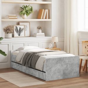 vidaXL Bedframe met lades betongrijs 100x200 cm