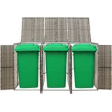 VidaXL Containerberging Driedubbel 207x80x117 cm Poly Rattan Grijs