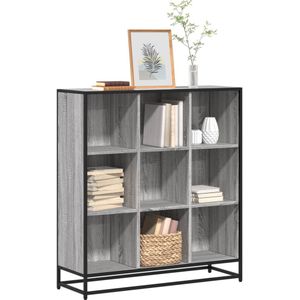 vidaXL Boekenkast 97,5x33x107,5 cm bewerkt hout en metaal grijs sonoma