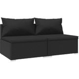 VidaXL Loungeset 2-delig met Kussens - Poly Rattan Zwart