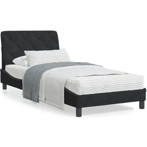 vidaXL Bed met matras fluweel zwart 80x200 cm