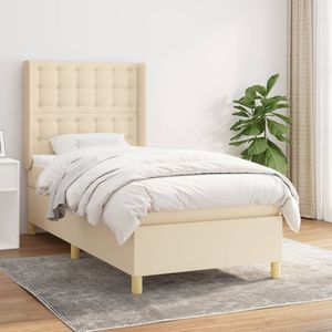 vidaXL Boxspring met matras stof crèmekleurig 80x200 cm