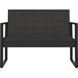 vidaXL Tuinbank met kussens 106 cm poly rattan zwart