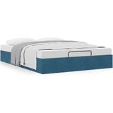 vidaXL Ottoman bedframe zonder matras 140x190 cm fluweel donkerblauw