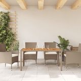 vidaXL Tuintafel 150x90x75 cm poly rattan en massief acaciahout beige