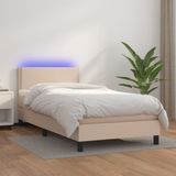 VidaXL Boxspring met Matras en LED Kunstleer Cappuccino 100x200cm