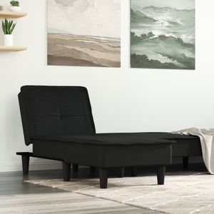 VidaXL Chaise Longue Stof Zwart