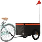 vidaXL Fietstrailer 45 kg ijzer zwart en oranje