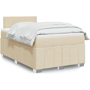 vidaXL Boxspring met matras stof crèmekleurig 120x190 cm