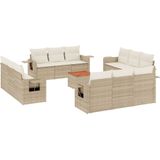 vidaXL 13-delige Loungeset met kussens poly rattan beige