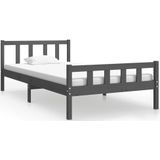 vidaXL Bedframe massief hout grijs 100x200 cm