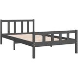 vidaXL Bedframe massief hout grijs 100x200 cm