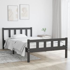 vidaXL Bedframe massief hout grijs 100x200 cm