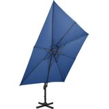 vidaXL Zweefparasol met dubbel dak 300x300 cm azuurblauw