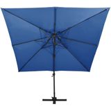 vidaXL Zweefparasol met dubbel dak 300x300 cm azuurblauw