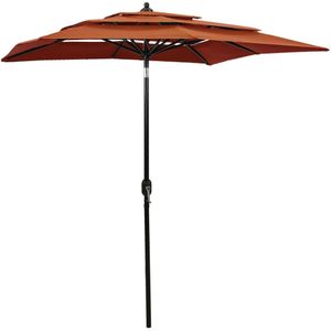 vidaXL Parasol 3-laags met aluminium paal 2x2 m terracottakleurig