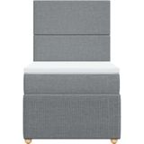 vidaXL Boxspring met matras stof lichtgrijs 90x190 cm