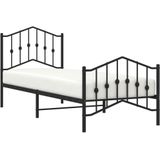 vidaXL Bedframe met hoofd- en voeteneinde metaal zwart 90x200 cm