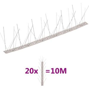 VidaXL Vogel- en Duivenpinnen 5 Rijen 20 st 10 m Roestvrij Staal