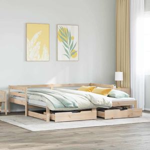 vidaXL Slaapbank met onderschuifbed en lades zonder matras 90x190 cm