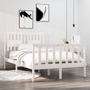 vidaXL Bedframe massief hout wit 120x190 cm