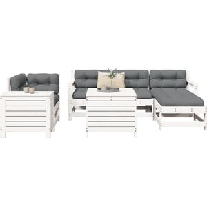 vidaXL 7-delige Loungeset massief grenenhout wit