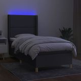 vidaXL Boxspring met matras en LED stof donkergrijs 80x200 cm