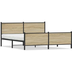 vidaXL Bedframe zonder matras metaal sonoma eikenkleur 200x200 cm