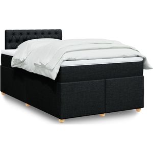 vidaXL Boxspring met matras stof zwart 120x200 cm