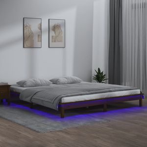 VidaXL Bedframe LED Hout Honingbruin 120x190 cm - 4FT Small Double