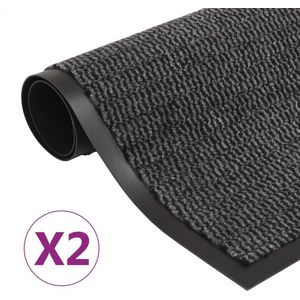 vidaXL Droogloopmatten 2 st rechthoekig getuft 80x120 cm antraciet