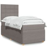 vidaXL Boxspring met matras stof taupe 100x200 cm