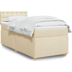 vidaXL Boxspring met matras stof crèmekleurig 80x200 cm