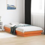 vidaXL Bedframe met LED massief grenenhout wasbruin 90x190 cm