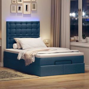 vidaXL Ottoman bed met matras en LED's 120x190 cm stof blauw