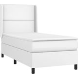 vidaXL Boxspring met matras en LED kunstleer wit 80x200 cm