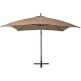 VidaXL Zweefparasol 3x3m Massief Vurenhout Taupe