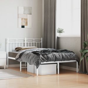 vidaXL-Bedframe-met-hoofdbord-metaal-wit-120x190-cm