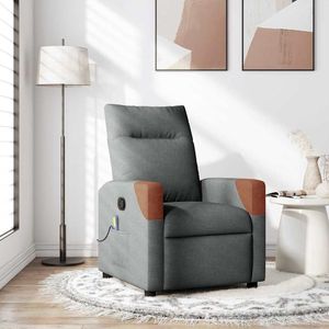 vidaXL Massage Recliner Stoel Donkergrijs 69 x 86 x 100 cm Stof
