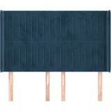 vidaXL Hoofdbord met randen 147x16x118/128 cm fluweel donkerblauw