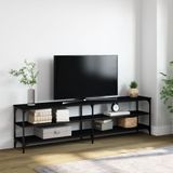 VidaXL TV-meubel 180x30x50 cm - Bewerkt Hout Metaal Zwart