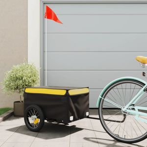 vidaXL Fietstrailer 30 kg ijzer zwart en geel