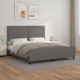 vidaXL Bedframe met hoofdbord kunstleer grijs 180x200 cm