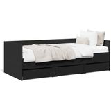 vidaXL - Slaapbank - met - lades - zonder - matrasx200 - cm - zwart